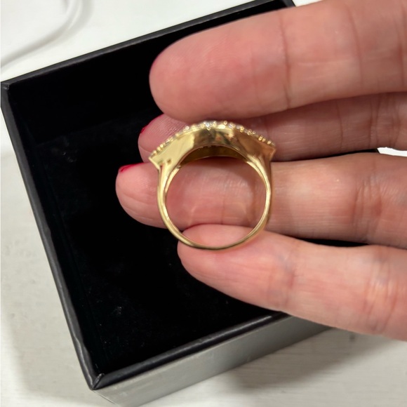 18K Gold Evil Eye Ring - Diamonds, Size 6